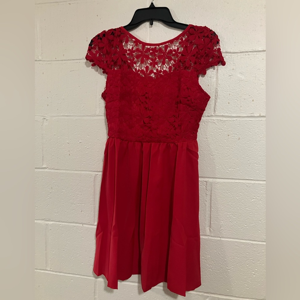 New Red Guipure Lace A-line Dress - Small Size, Shein - above-the-knee dress